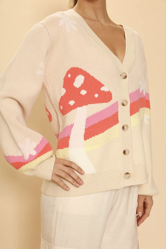 Retro stripe mushroom knit cardigan - Charming Charlie