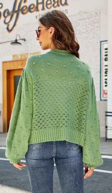 Pompom Puff Sleeve Cardigan - Charming Charlie