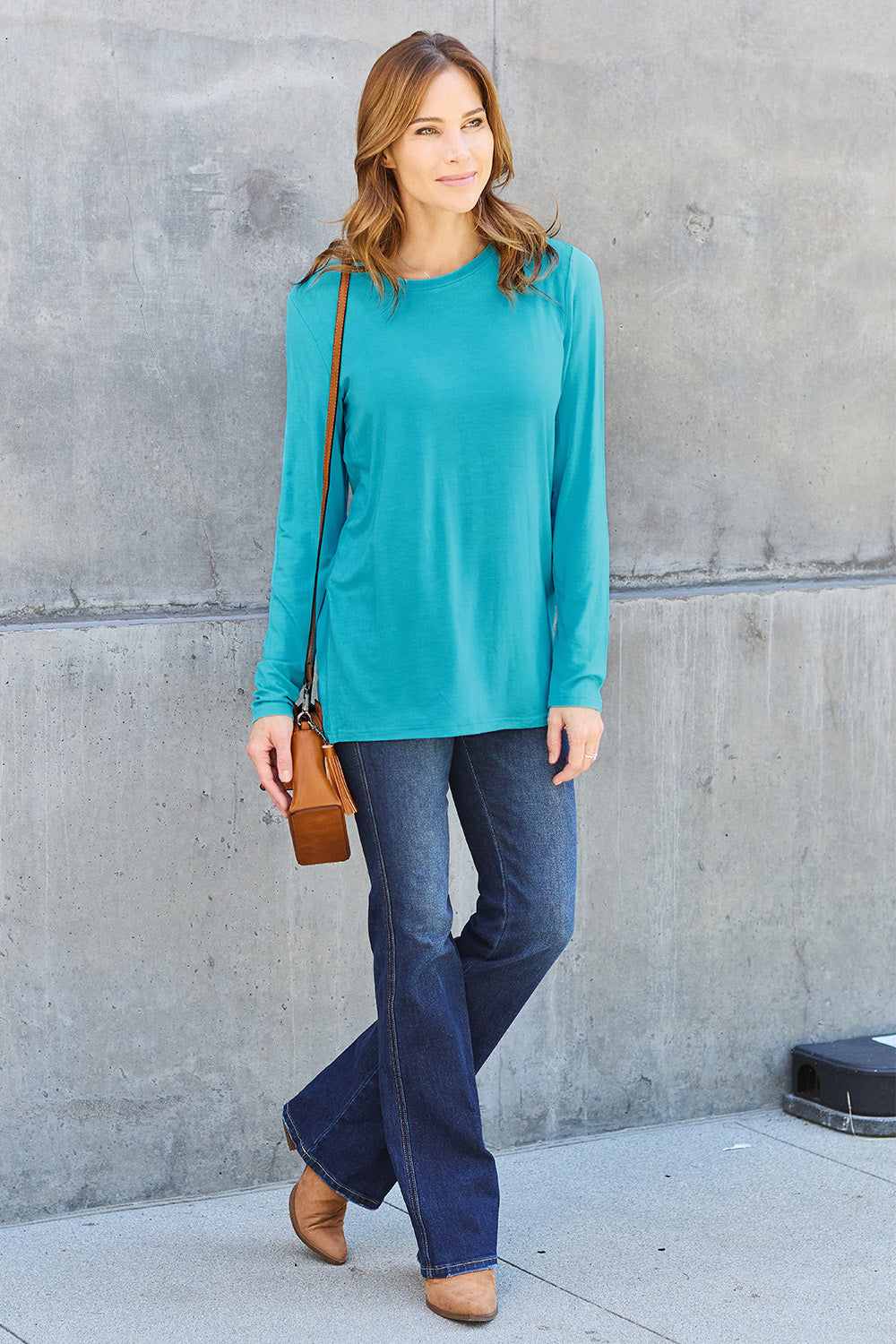 Basic Bae Full Size Round Neck Long Sleeve Top - Charming Charlie