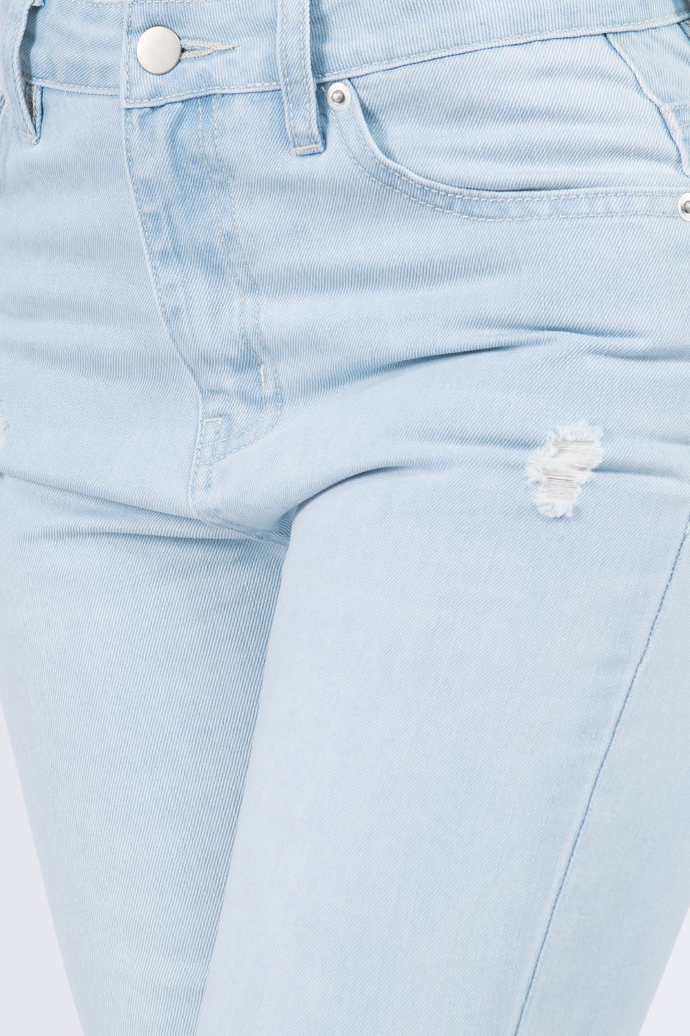 American Bazi High Waist Distressed Raw Hem Jeans - Charming Charlie