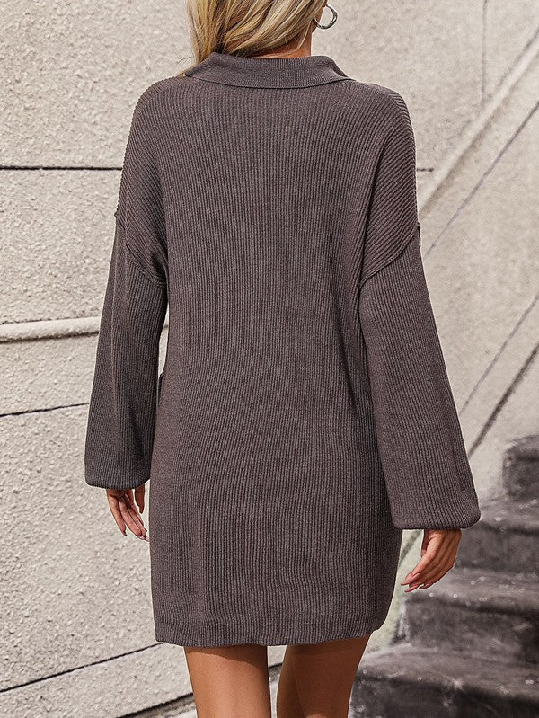 Long sleeve ribbed knit dress - Charming Charlie