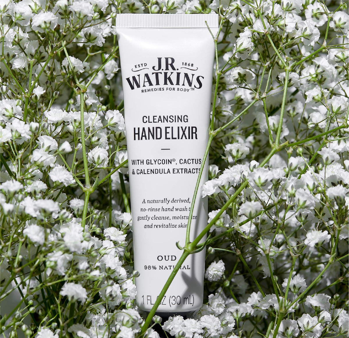 J.R. Watkins Oud Hand Elixir, No Rinse Waterless Cleansing Hand Wash, Convenient 1 oz - Charming Charlie