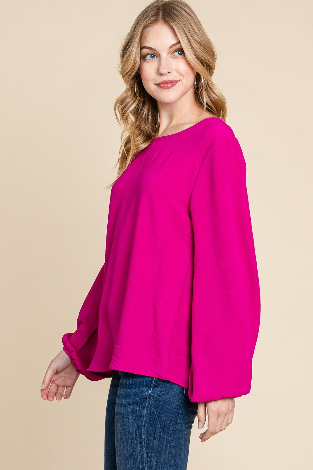 BOMBOM Textured Balloon Sleeve Top - Charming Charlie