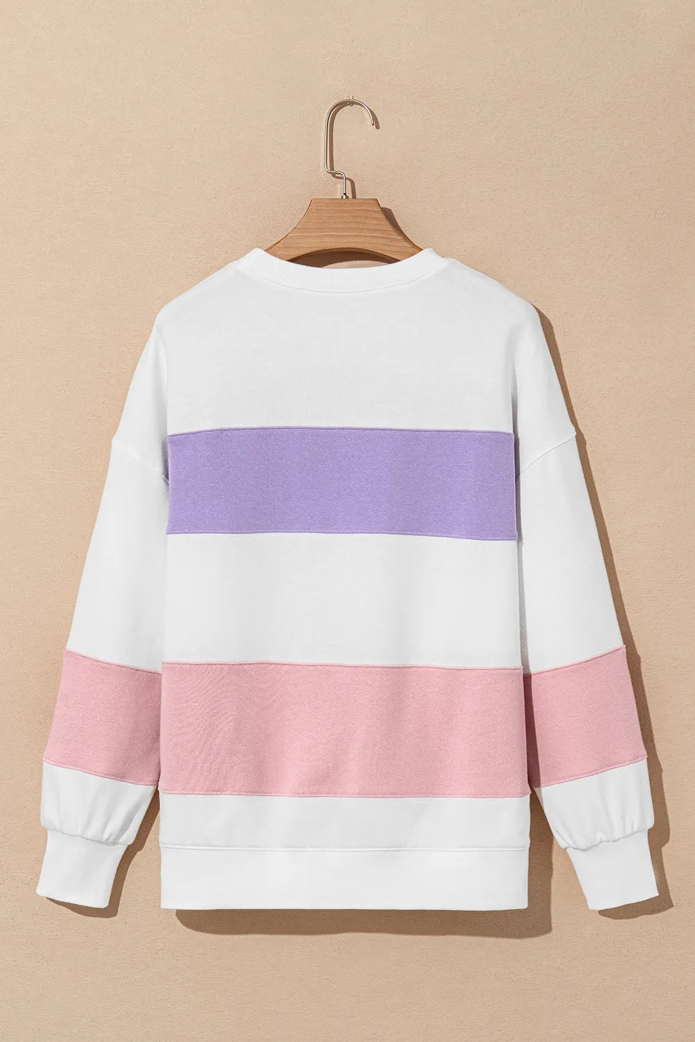 Color Block Round Neck Long Sleeve Sweatshirt - Charming Charlie