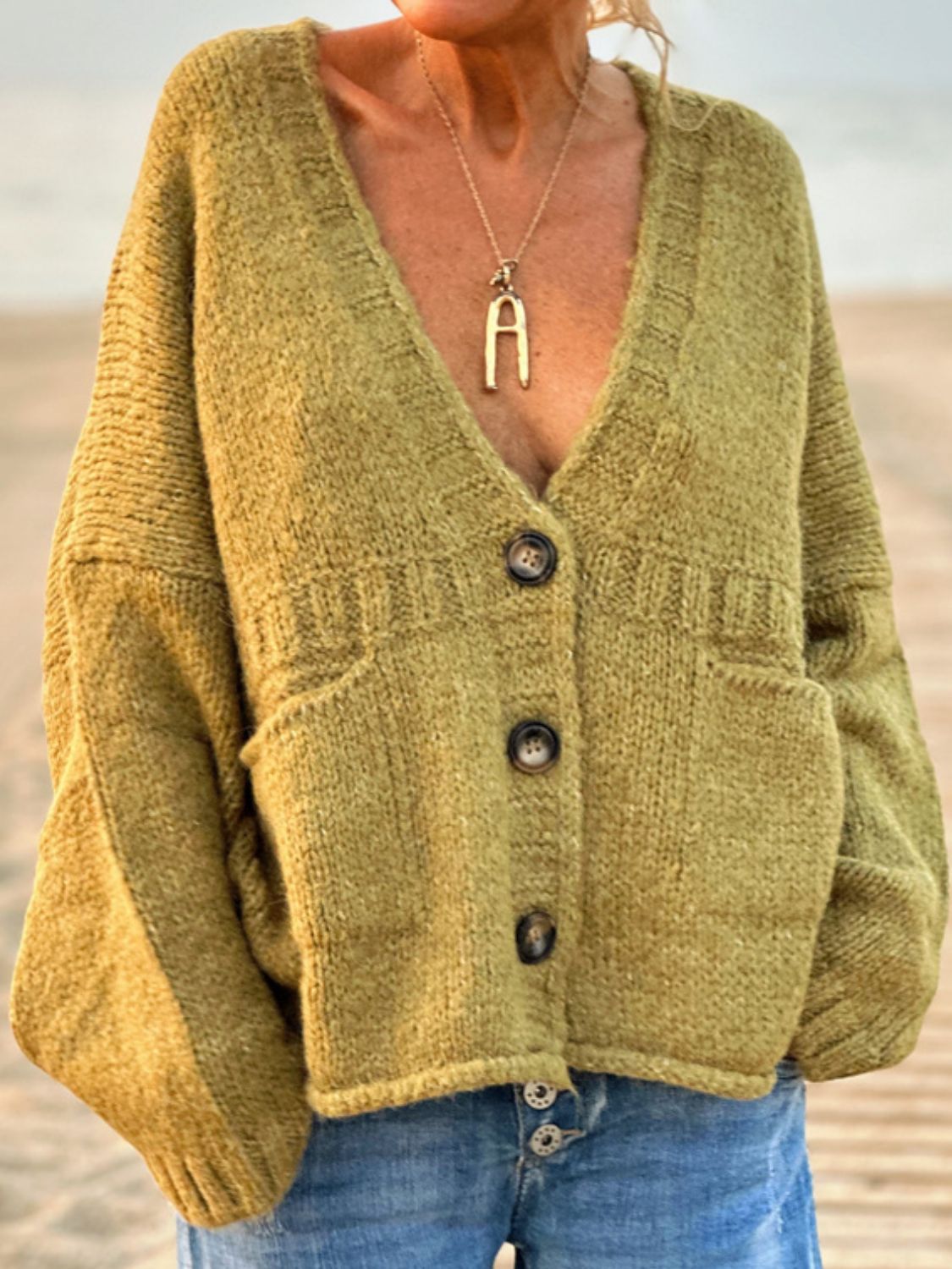 Pocketed V-Neck Button Up Cardigan - Charming Charlie