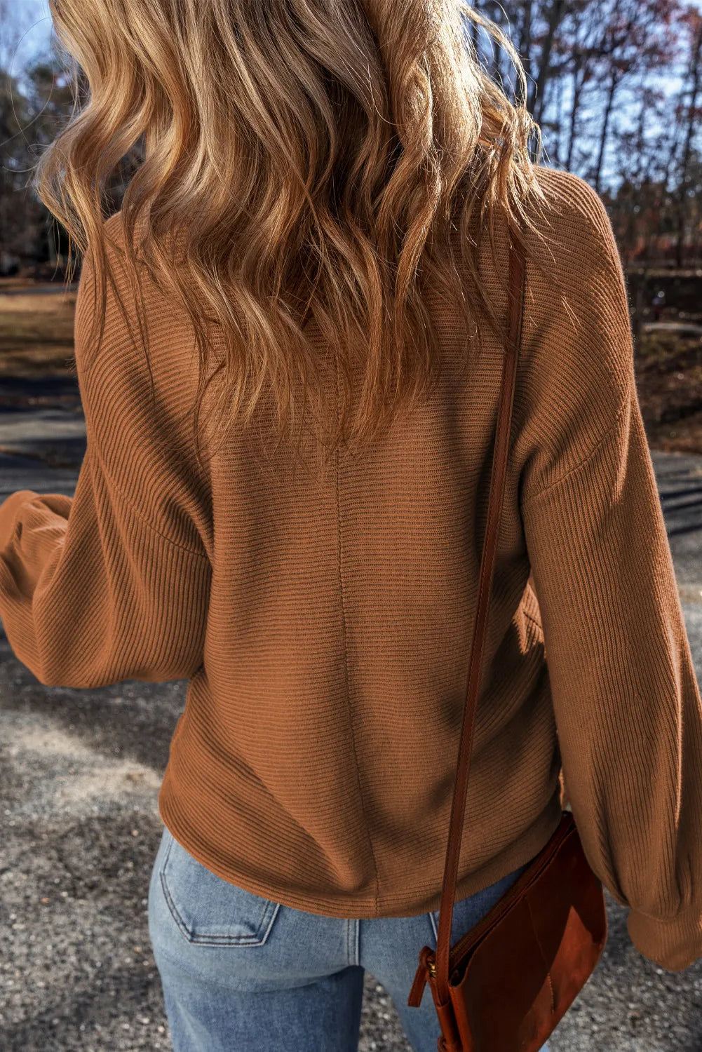 V-Neck Dropped Shoulder Long Sleeve Sweater - Charming Charlie