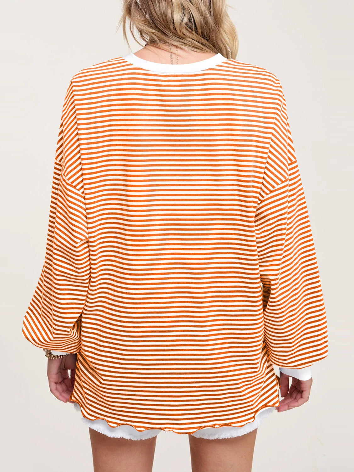 Contrast Striped Long Sleeve Sweatshirt - Charming Charlie
