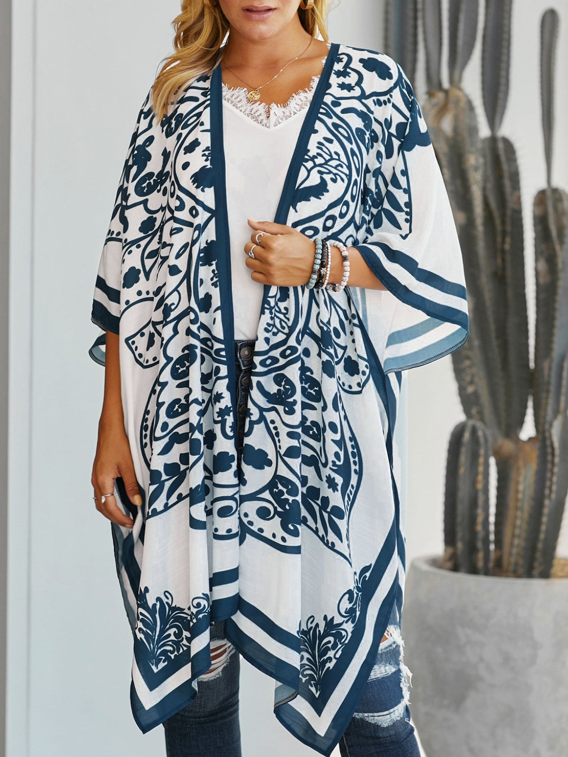 Printed Open Front Cover-Up - Charming Charlie