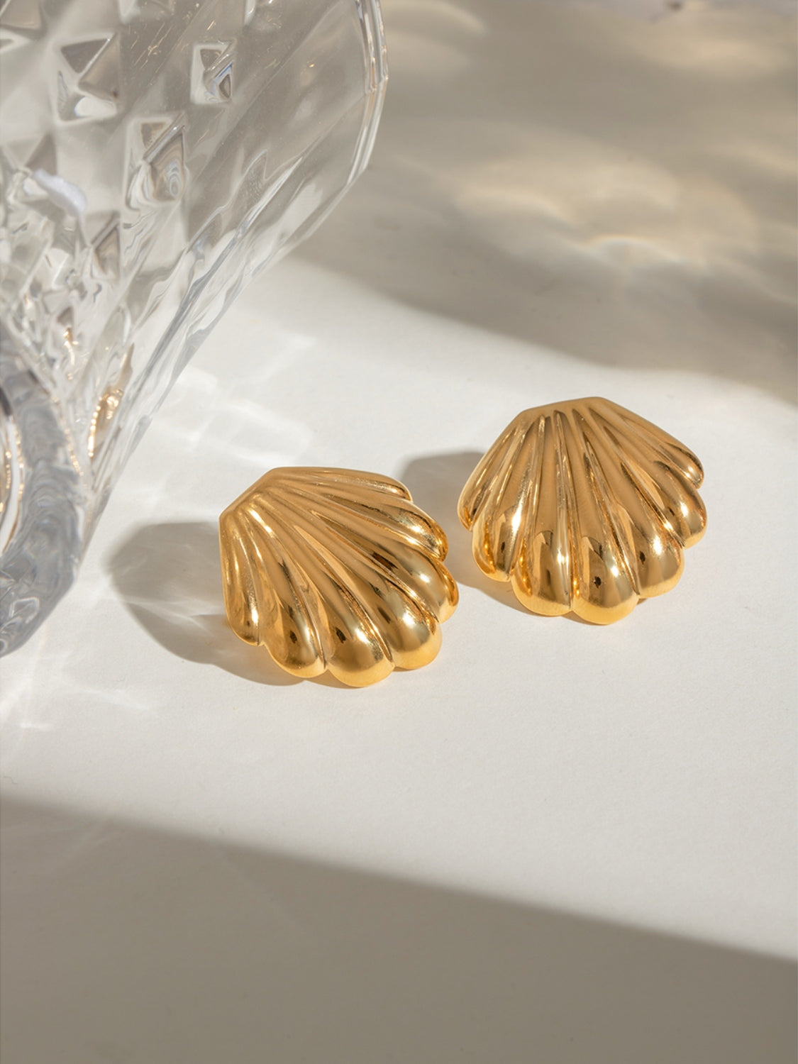18K Gold-Plated Stainless Steel Shell Stud Earrings - Charming Charlie