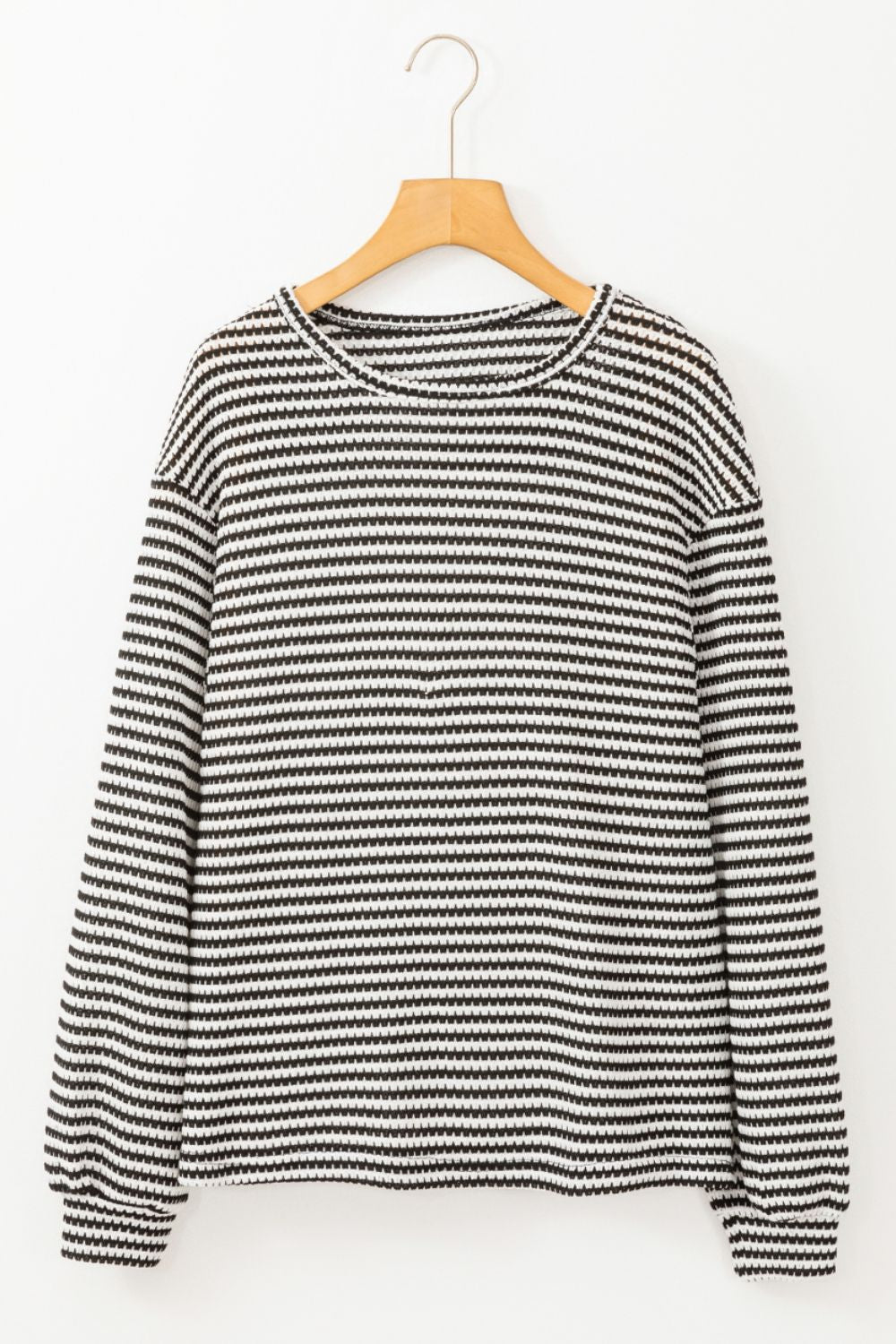 Striped Round Neck Long Sleeve Top - Charming Charlie