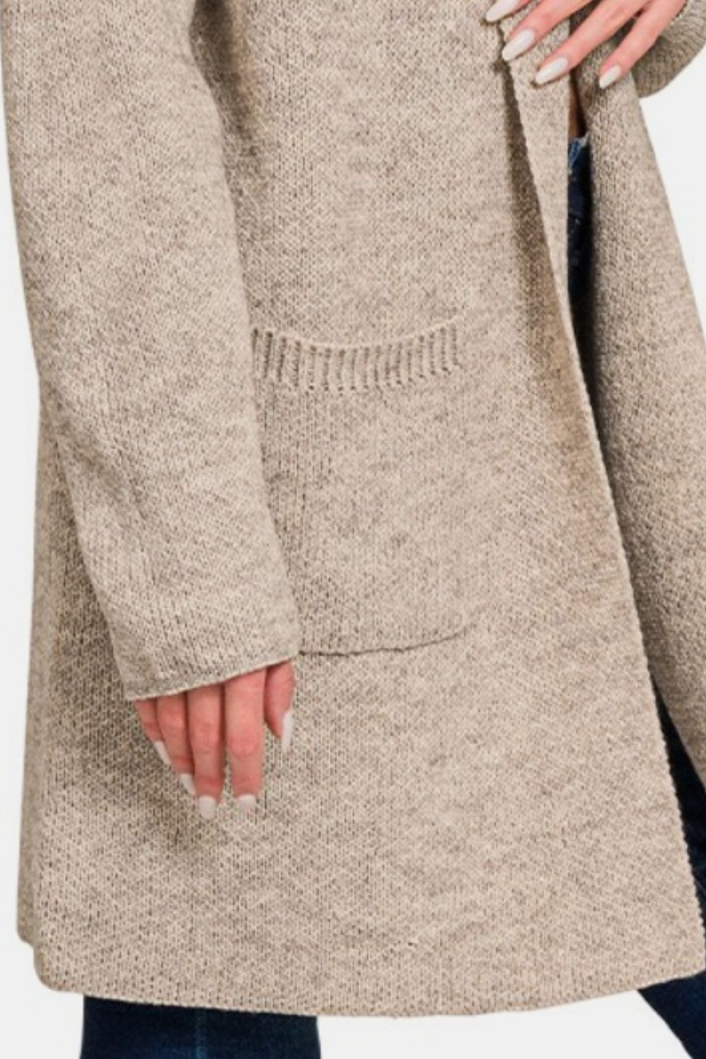 Zenana Hooded Open Front Sweater Cardigan - Charming Charlie