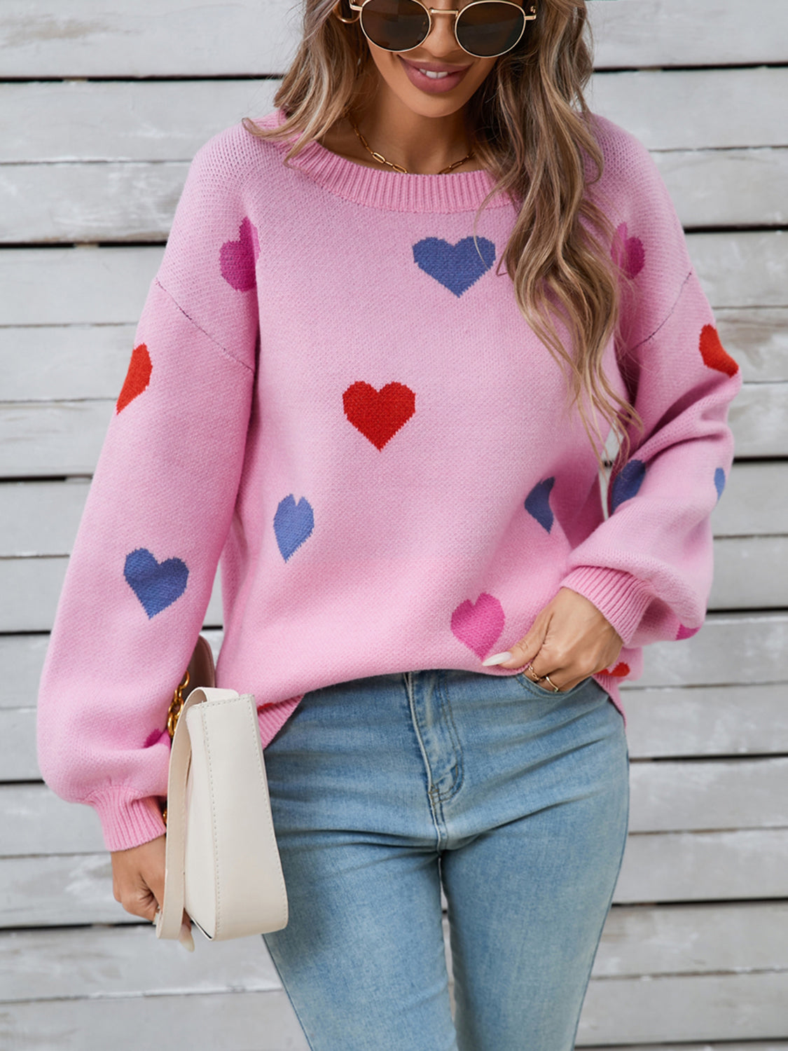 Angel Wings Heart Round Neck Long Sleeve Sweater - Charming Charlie