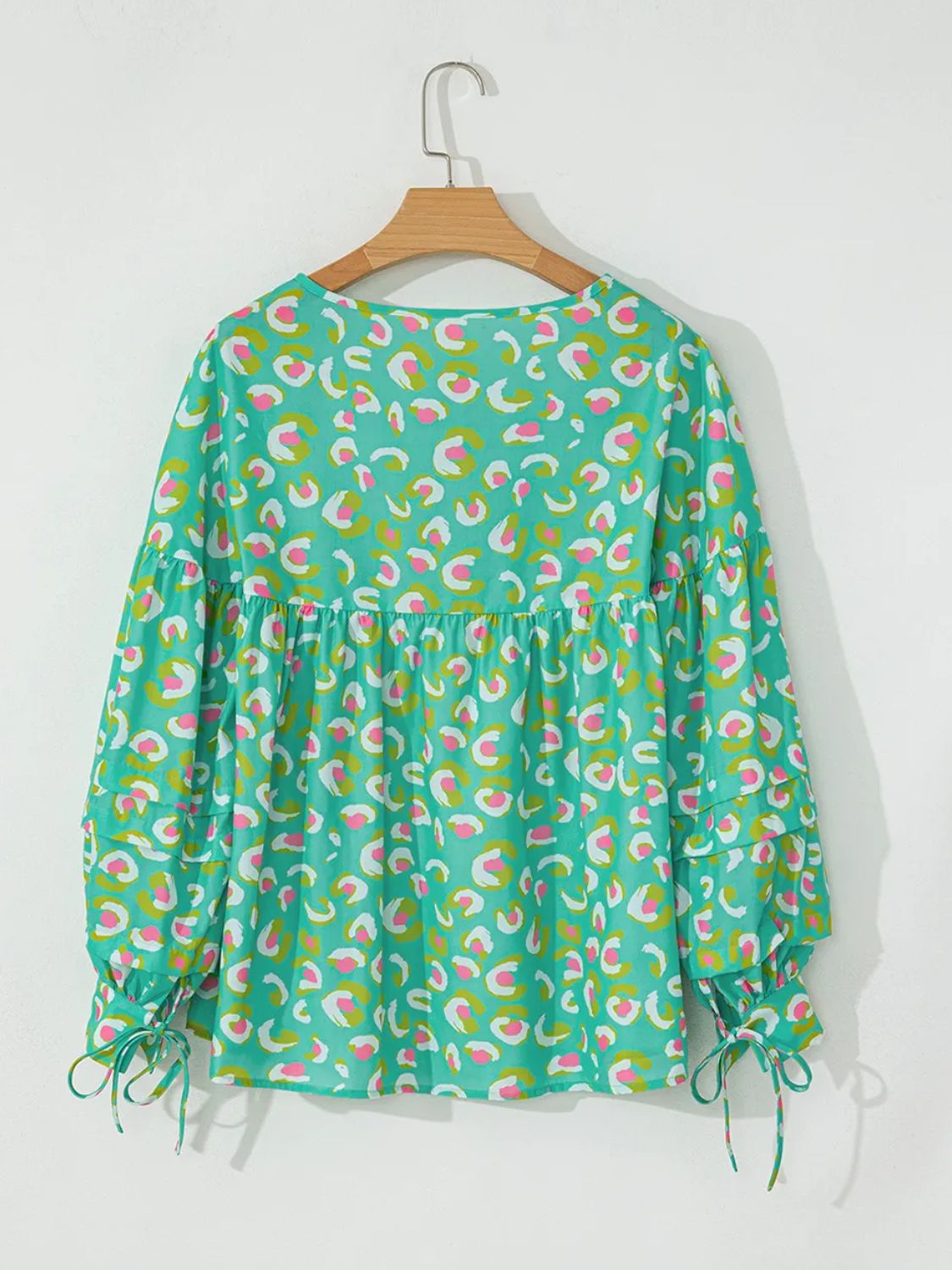 Tied Printed Long Sleeve Blouse - Charming Charlie