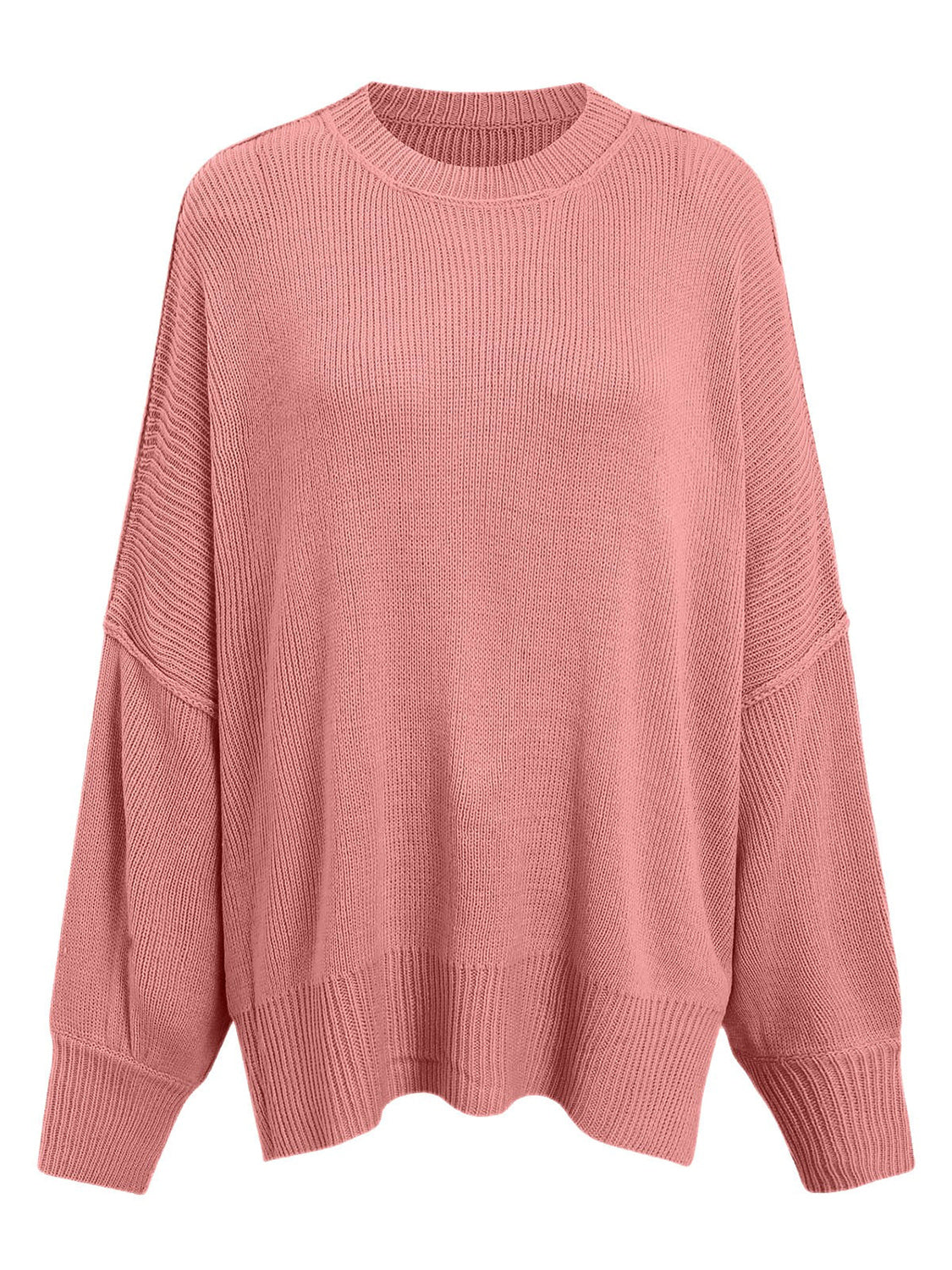 Round Neck Long Sleeve Sweater - Charming Charlie