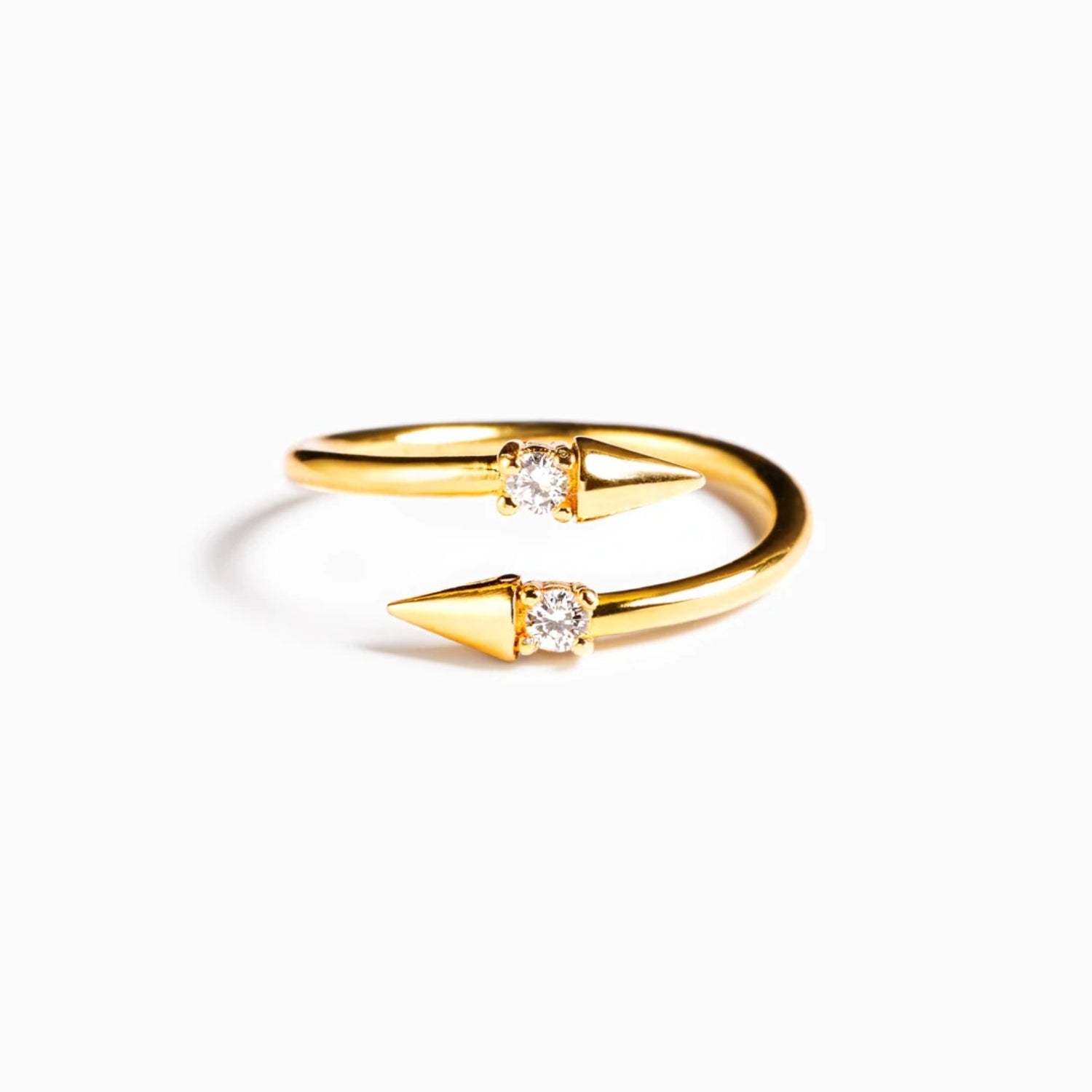 925 Sterling Silver Inlaid Zircon Bypass Ring - Charming Charlie
