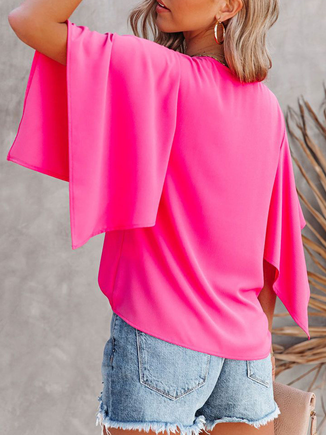 V-Neck Half Sleeve Blouse - Charming Charlie