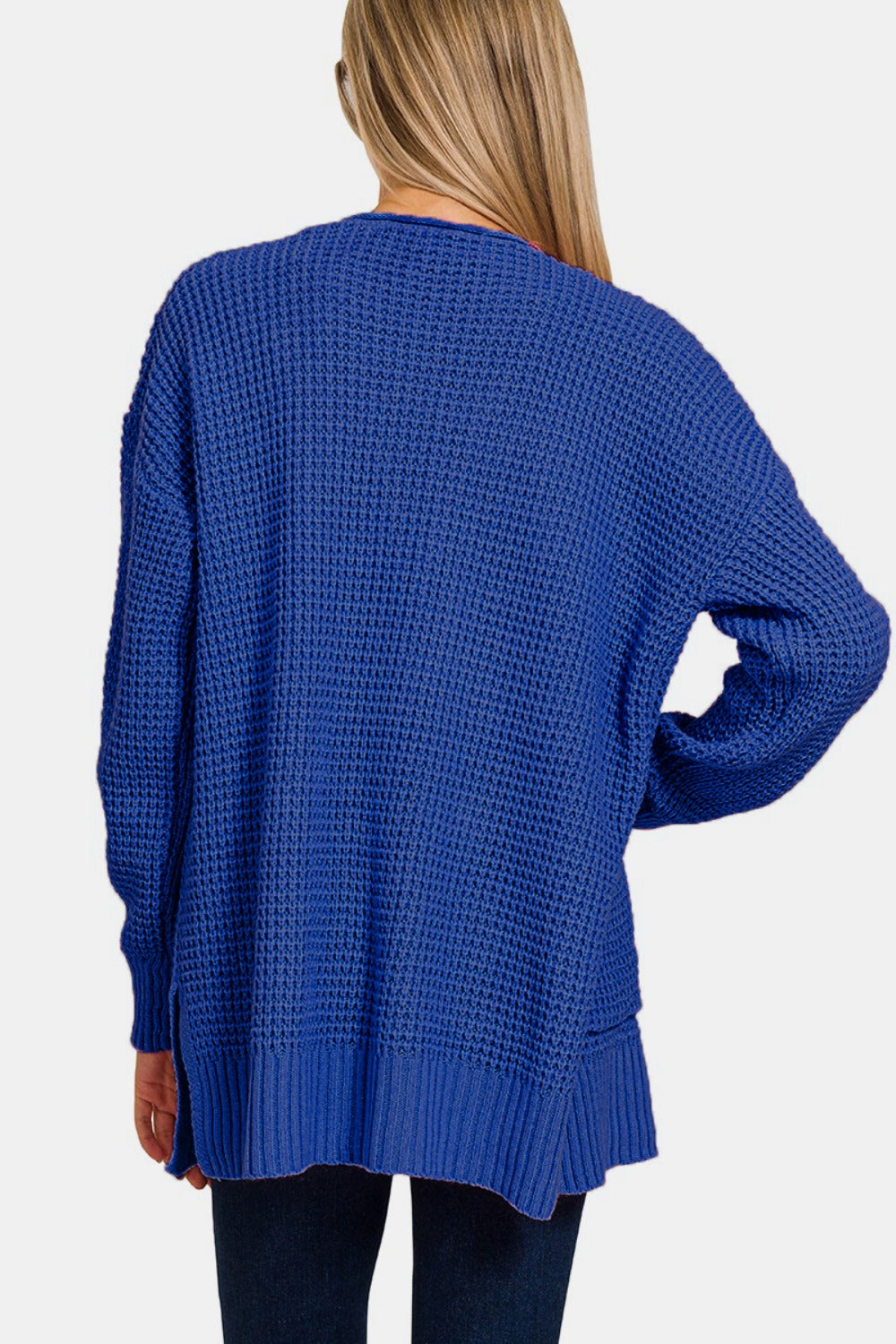 Zenana Waffle Open Front Sweater Cardigan - Charming Charlie