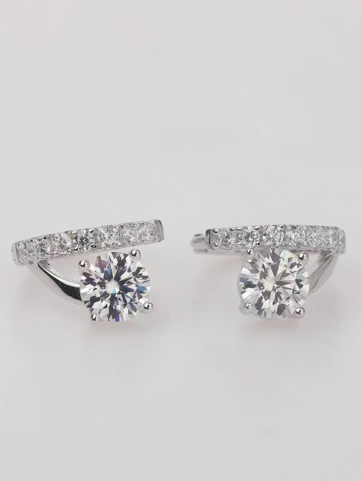 2 Carat Moissanite 925 Sterling Silver Huggie Earrings - Charming Charlie