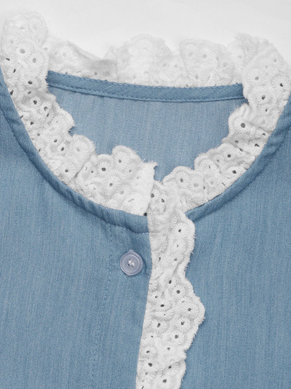 Perfee Lace Detail Button Down Long Sleeve Shirt - Charming Charlie
