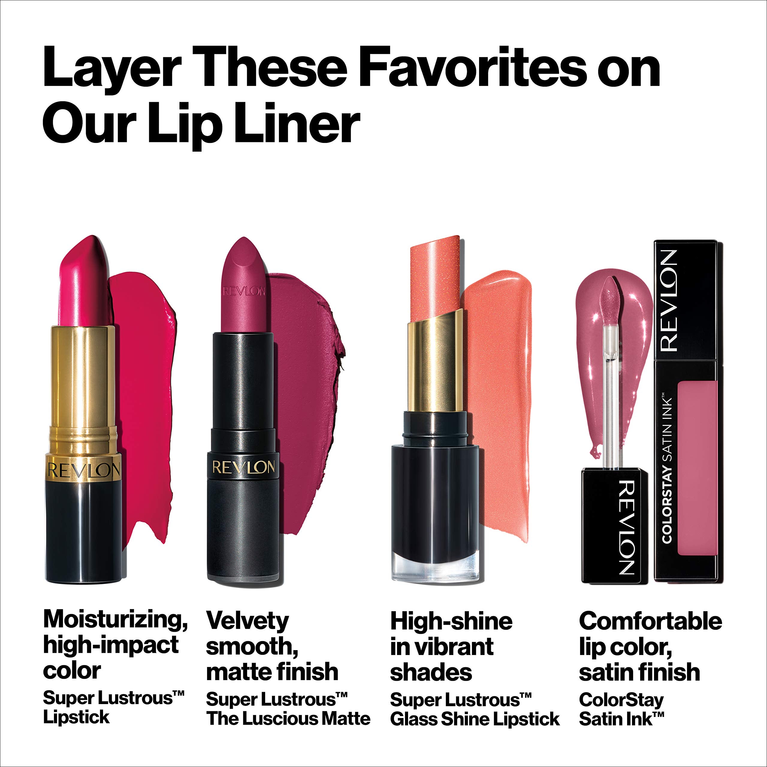 Revlon Lip Liner, Colorstay Lip Makeup with Built-in-Sharpener, Longwear Rich Lip Colors, Smooth Application, 677 Fuchsia, 0.01 oz - Charming Charlie