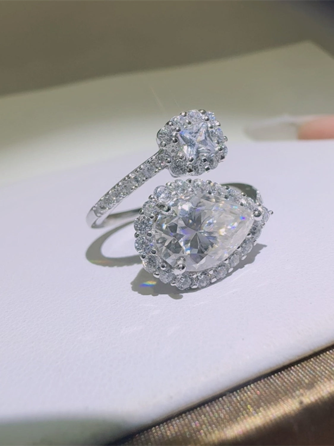 2 Carat Moissanite 925 Sterling Silver Bypass Ring - Charming Charlie