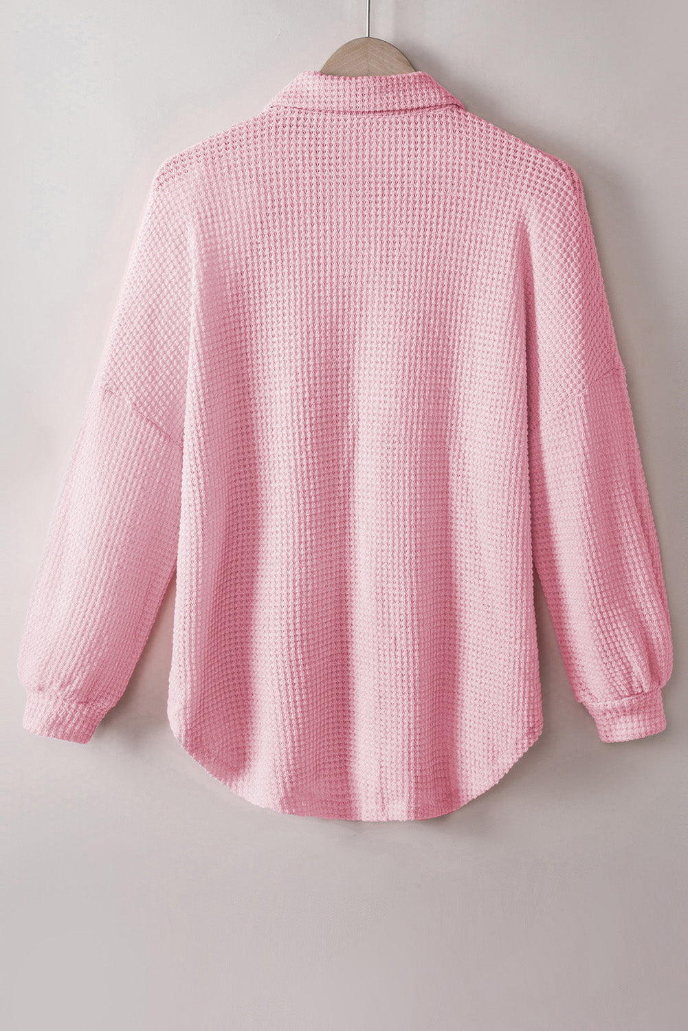 Waffle-Knit Collared Neck Long Sleeve Shirt - Charming Charlie