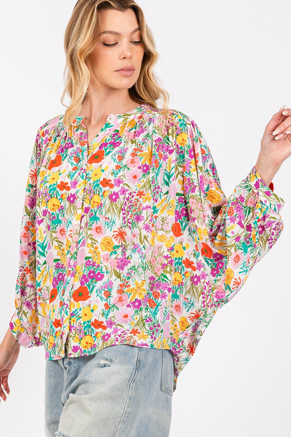 SAGE + FIG Button Down Floral Shirt - Charming Charlie
