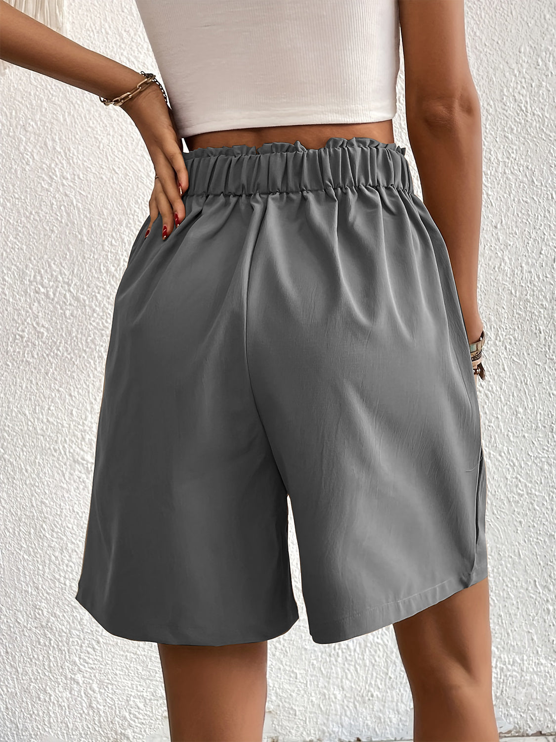 Pocketed Half Elastic Waist Shorts - Charming Charlie