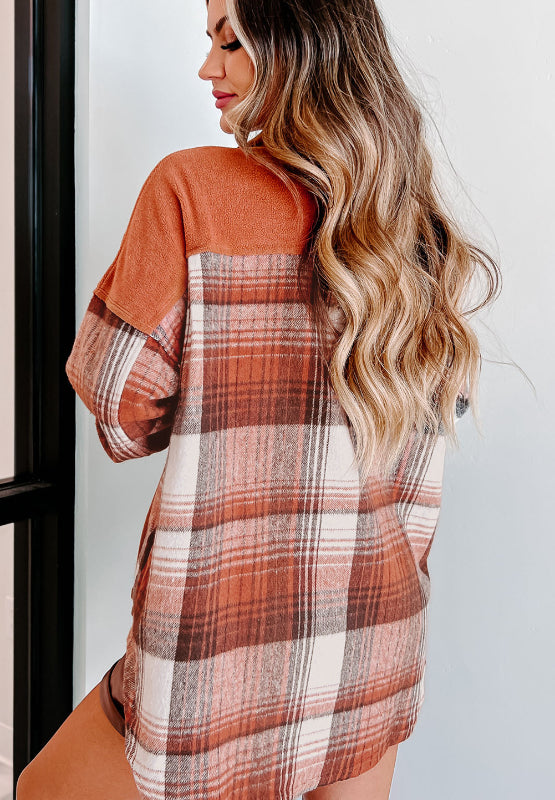 Plaid Button Up Long Sleeve Jacket - Charming Charlie