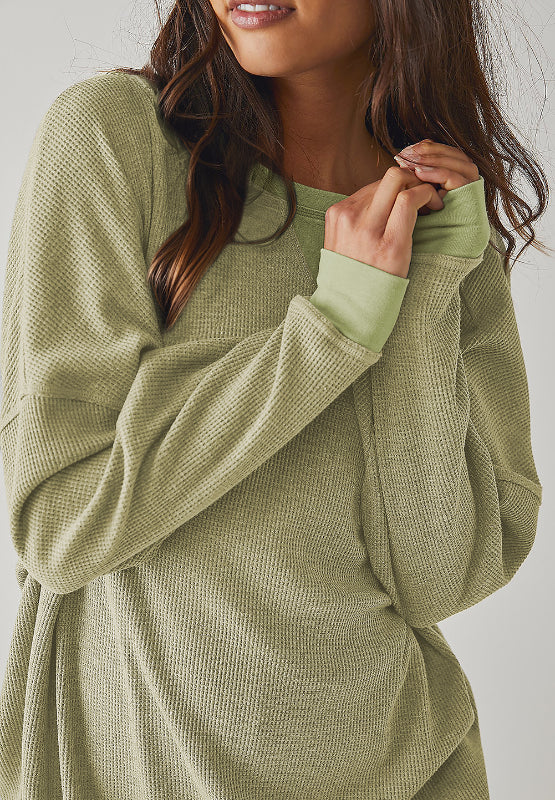 Round Neck Long Sleeve Sweatshirt - Charming Charlie