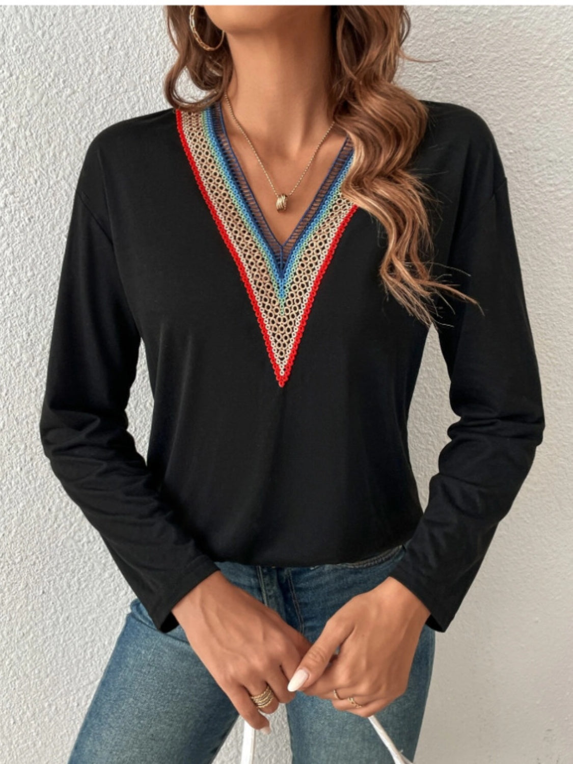 V-Neck Long Sleeve T-Shirt - Charming Charlie