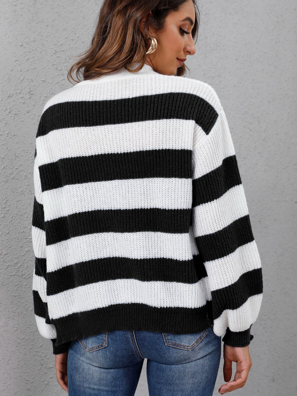 Striped Button Up Long Sleeve Sweater - Charming Charlie