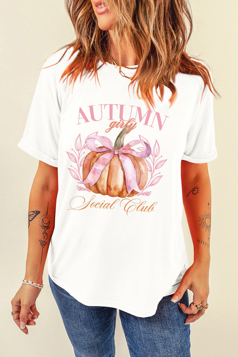 Pumpkin Graphic Round Neck Short Sleeve T-Shirt - Charming Charlie