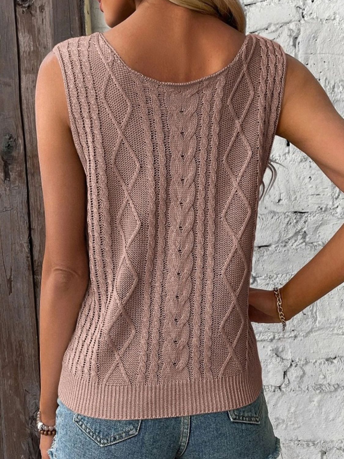 Cable-Knit V-Neck Sweater Vest - Charming Charlie