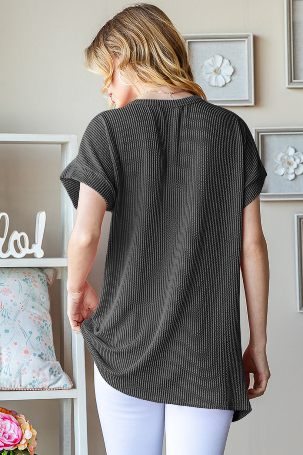 Heimish Full Size USA Graphic Short Sleeve Ribbed Top - Charming Charlie