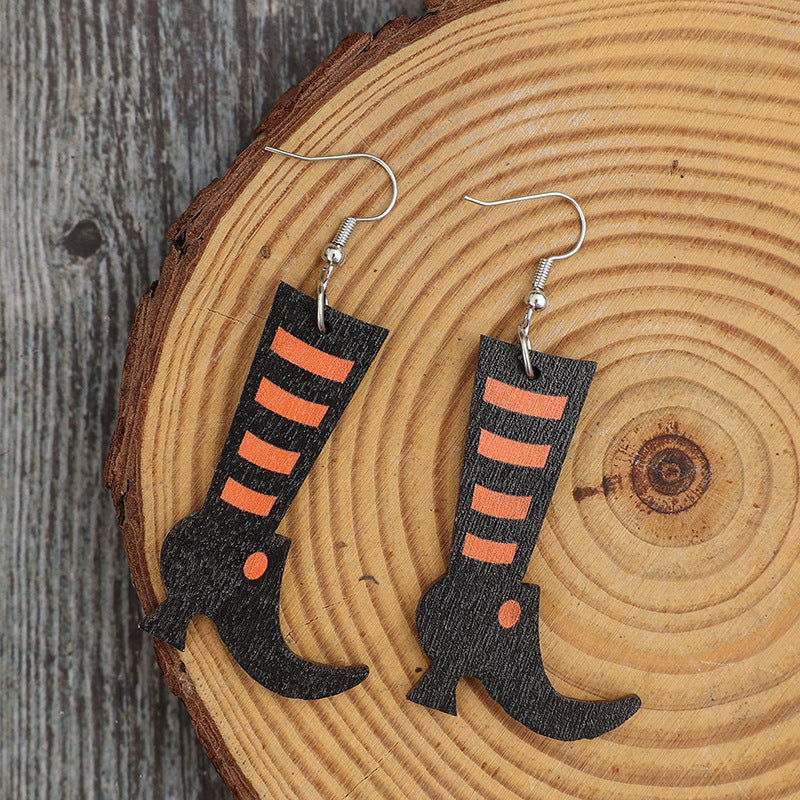 Alloy Wooden Boots Earrings - Charming Charlie