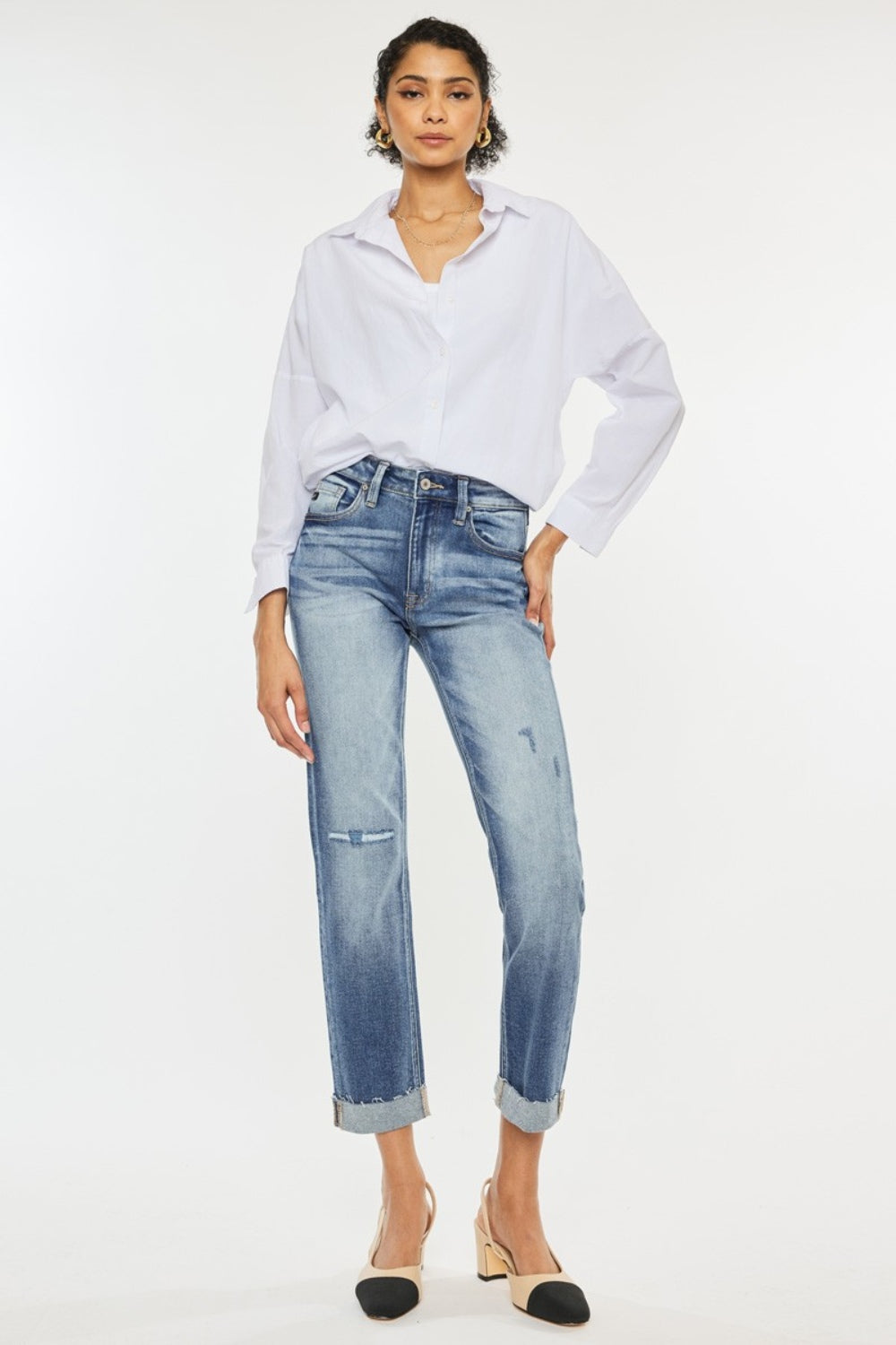 Kancan High Rise Cuffed Straight Jeans - Charming Charlie