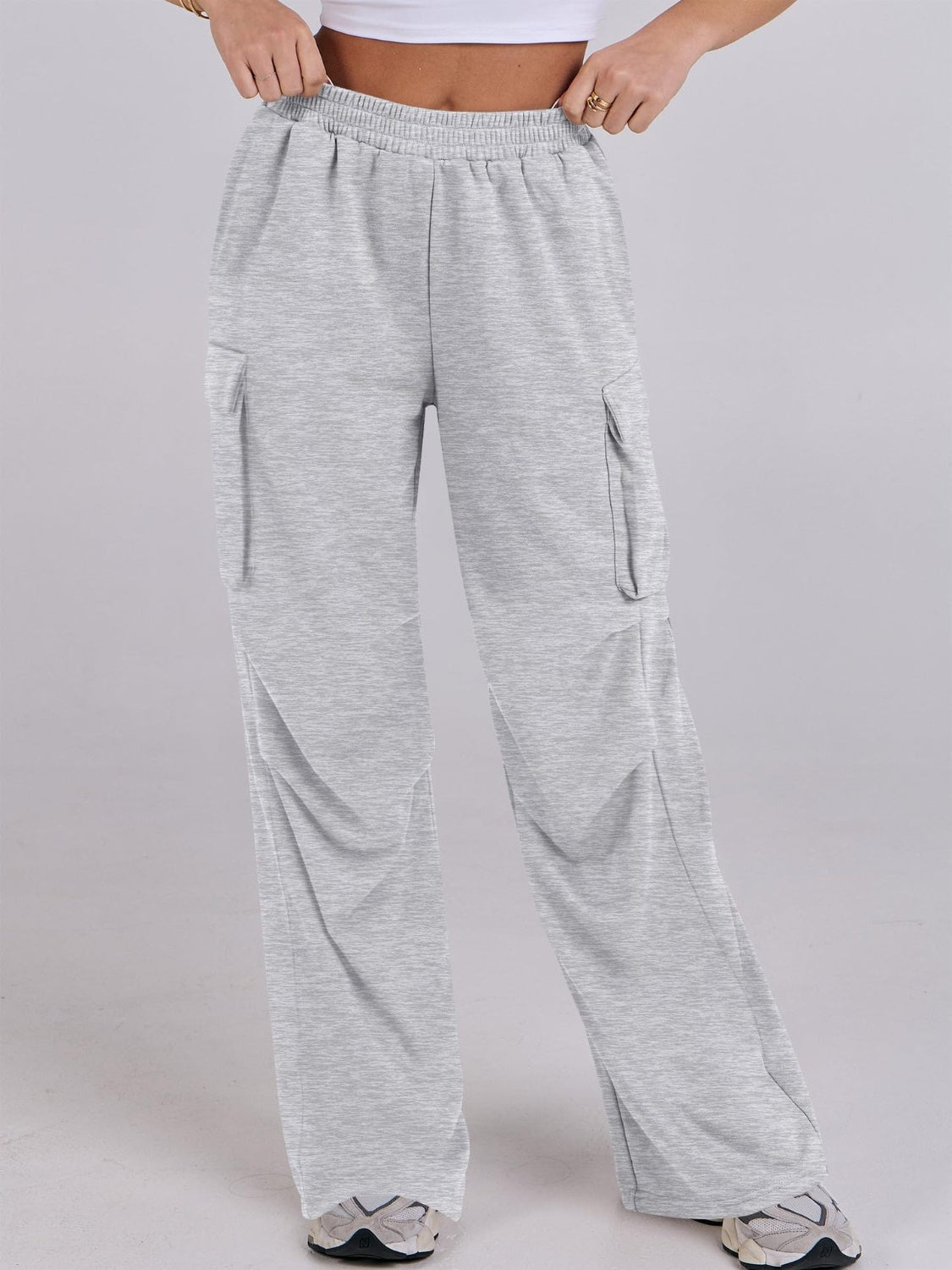 Elastic Waist Wide Leg Pants with Pockets - Charming Charlie