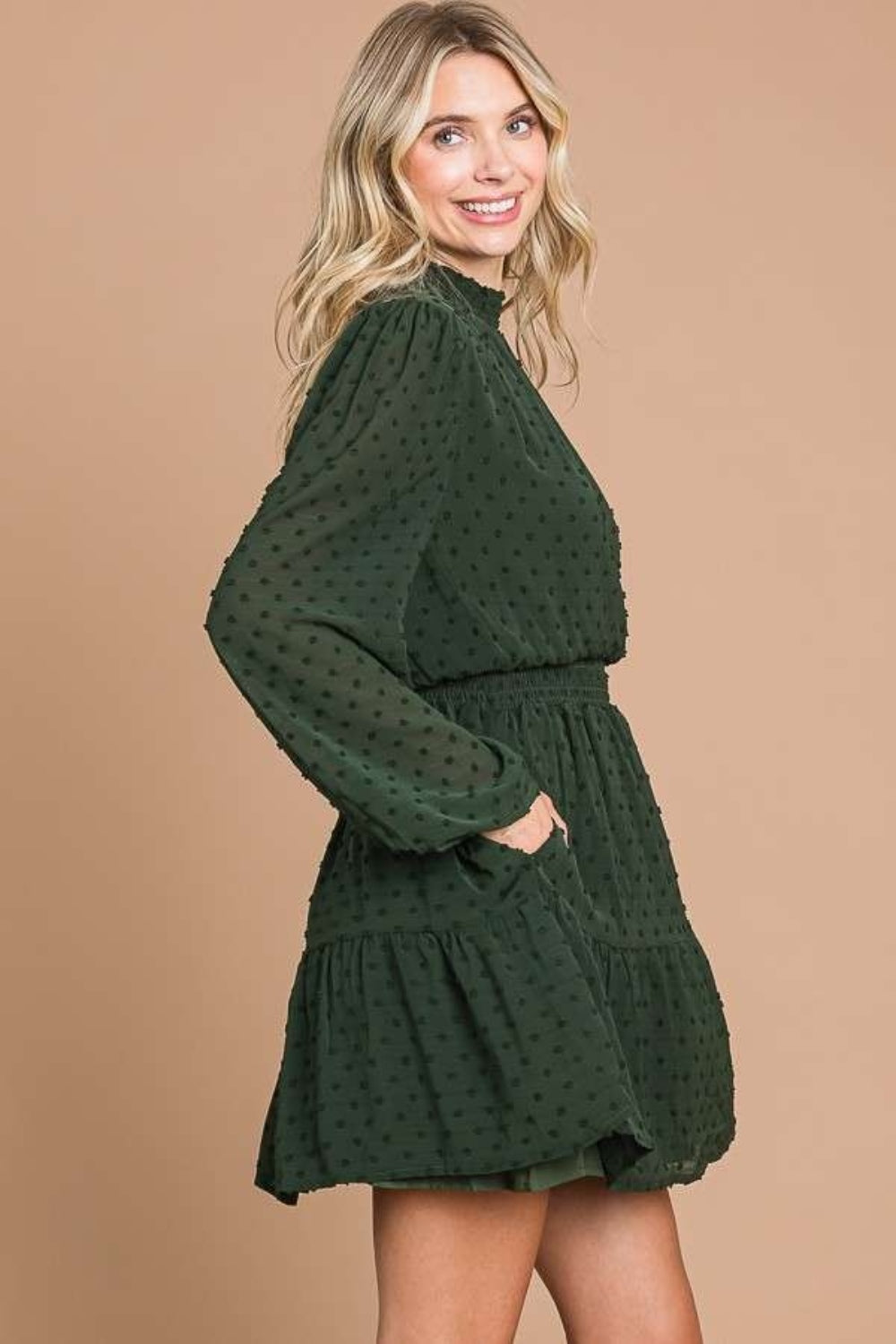 Culture Code Swiss Dot Smock Neck Mini Dress with Pockets - Charming Charlie