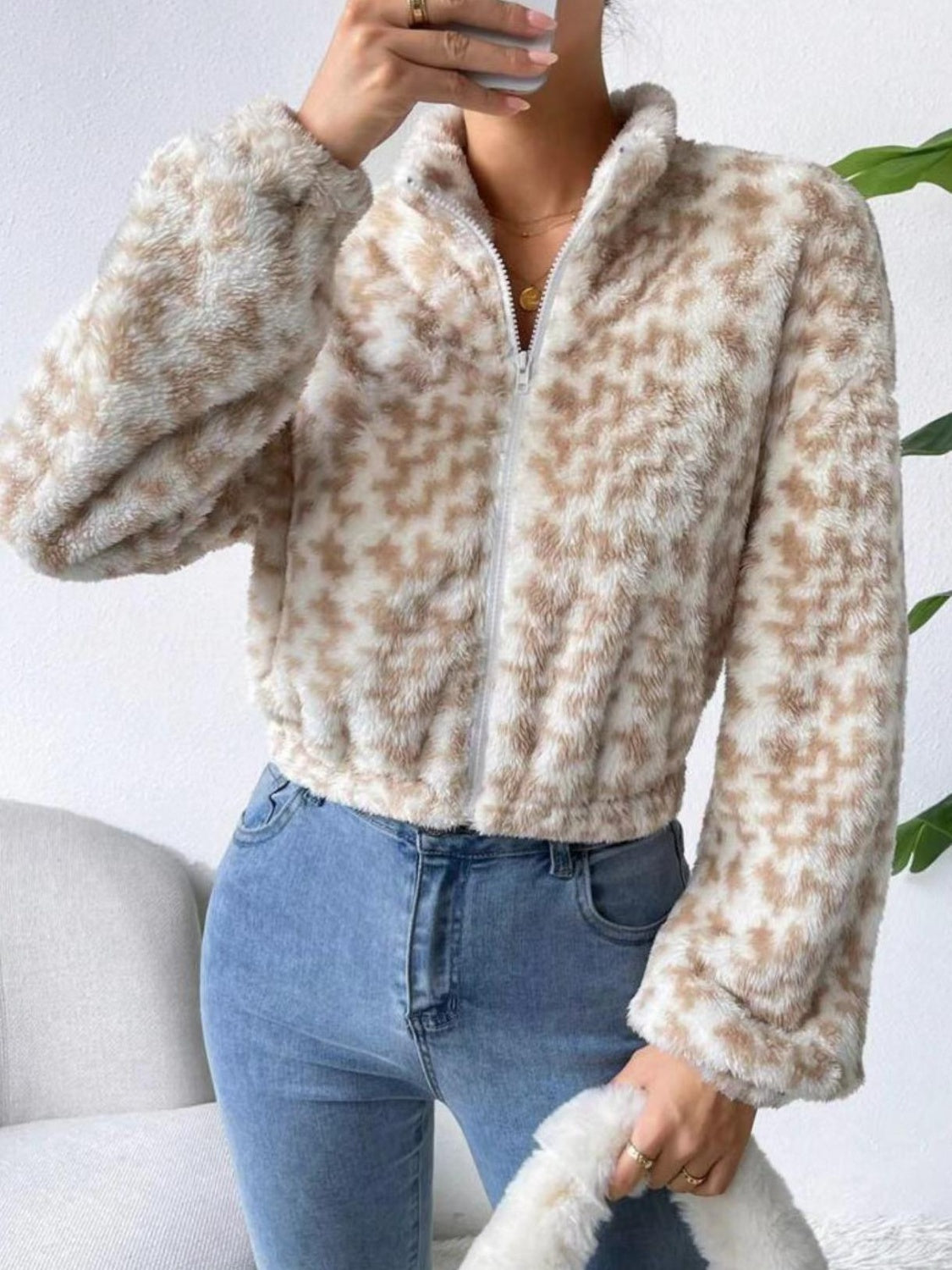 Zip Up Long Sleeve Fuzzy Outerwear - Charming Charlie