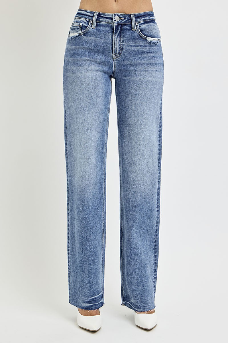RISEN Full Size High Rise Straight Leg Jeans with Pockets - Charming Charlie