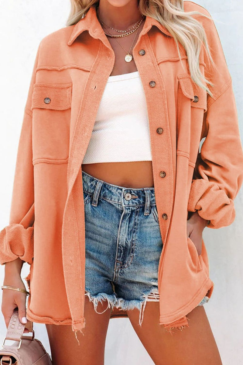 Collared Neck Button Up Denim Jacket