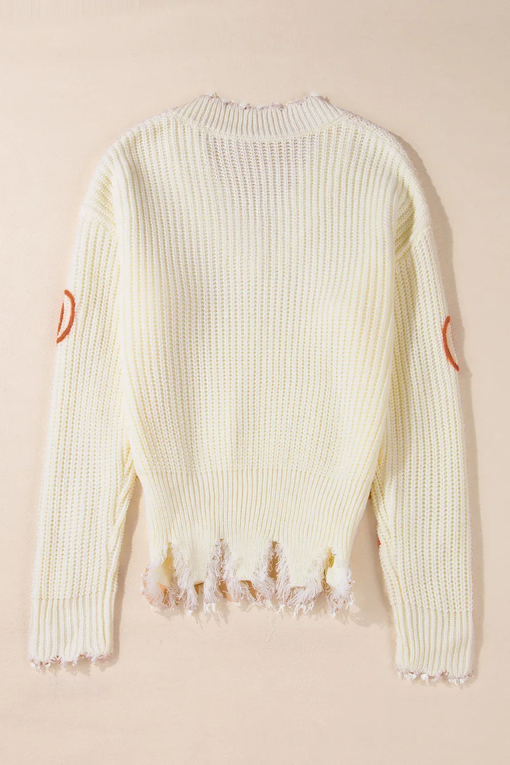 Raw Hem Pumpkin V-Neck Long Sleeve Sweater - Charming Charlie