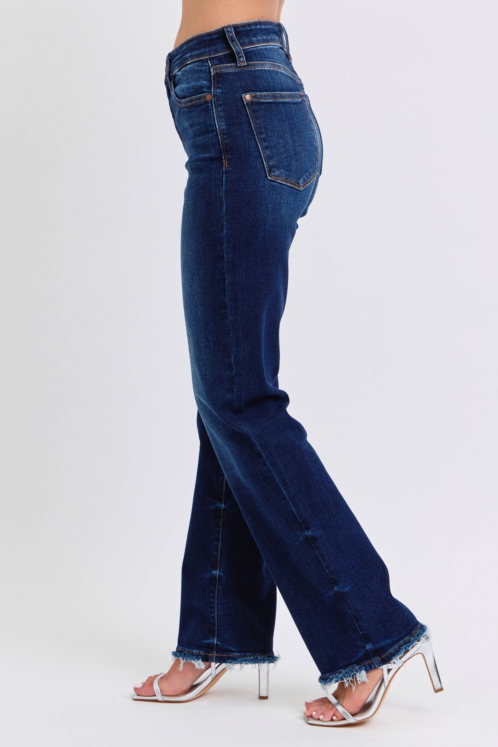 Judy Blue Full Size Raw Hem Straight Leg Jeans - Charming Charlie