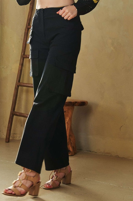 Davi & Dani Flap Pocket Mid Rise Cargo Pants - Charming Charlie