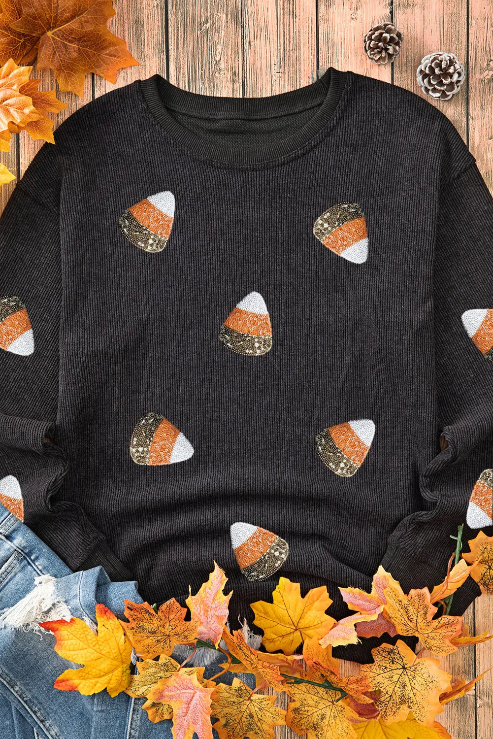 Sequin Round Neck Long Sleeve Sweatshirt - Charming Charlie