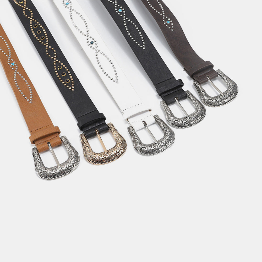 PU Leather Rhinestone Belt - Charming Charlie