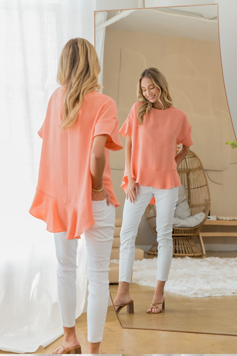 Sew In Love Round Neck Ruffled Top - Charming Charlie