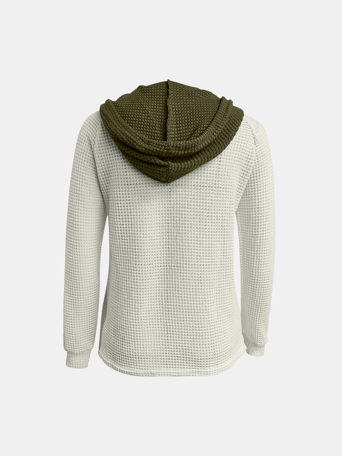 Full Size Waffle-Knit Contrast Long Sleeve Hoodie - Charming Charlie