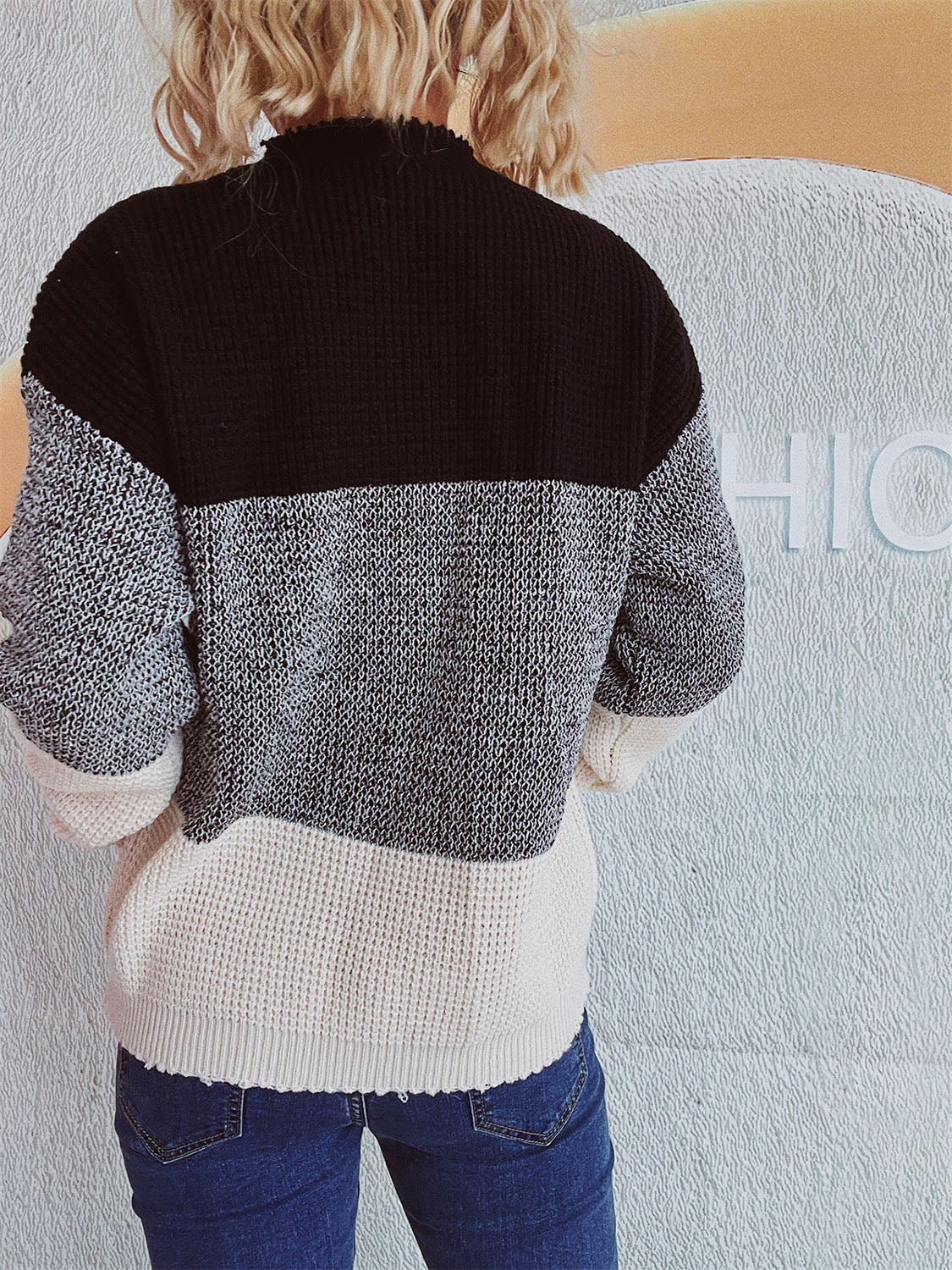 Color Block Long Sleeve Sweater - Charming Charlie